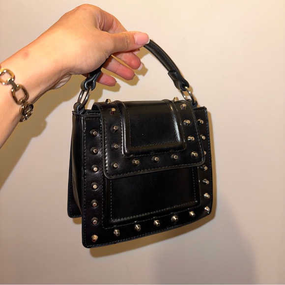 Zara Black Studded Crossbody Bag - Picture 3 of 5